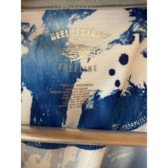 Reel Legends Shirt Womens Large Blue Tie Dye FreeLine Fishing Fisherman Ladies - Picture 3 of 5